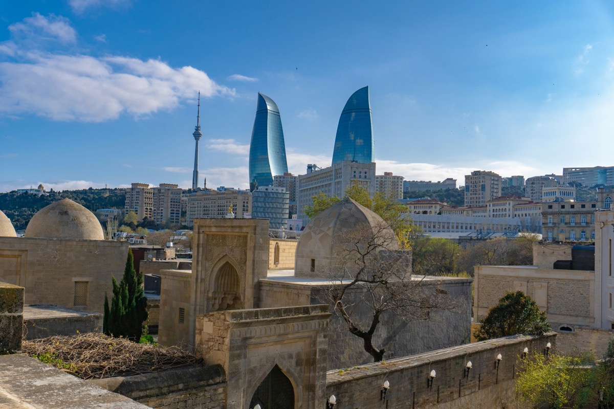 Baku Old City with the Flame Towers, Azerbaijan