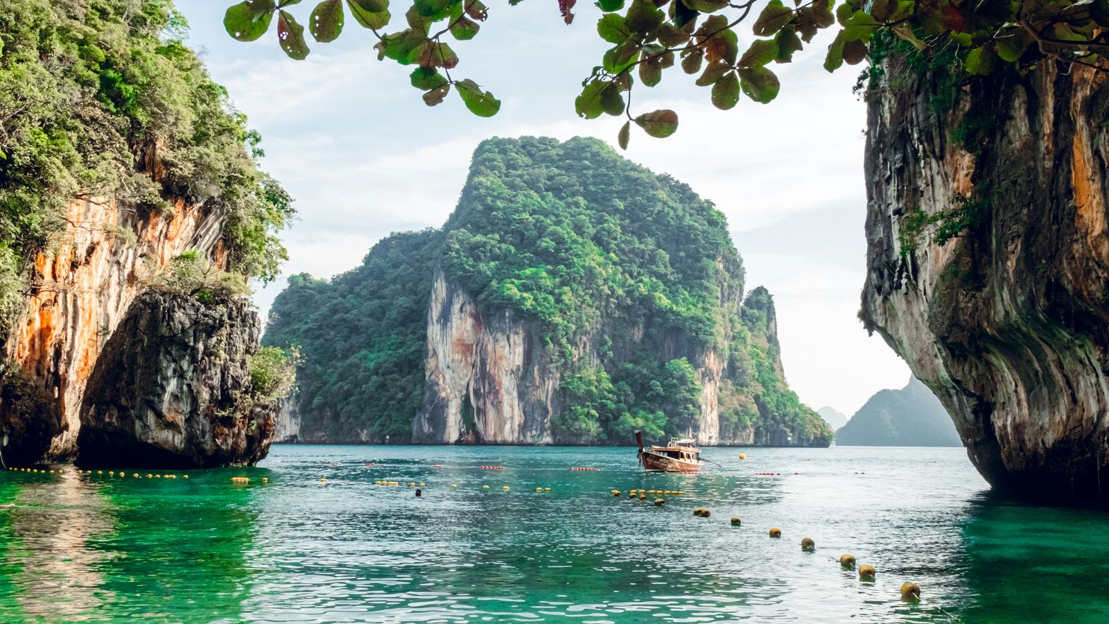 Limestone islands and emerald water in Phang Nga Bay, Thailand